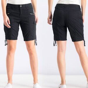 Style & Co Women's Deep Black Zipper Bermuda Cargo Short - Size 4 - NWT